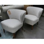 COCKTAIL SIDE CHAIRS, a pair, 70cm W, vintage 20th century in later upholstery.