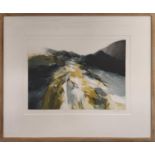 PETER MATTHEWS (b. 1978) 'River', etching in colours, 33cm x 46cm, signed and framed.