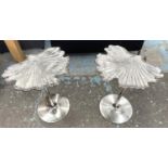 GINKGO LEAF SIDE TABLES, two, 5cm x 44cm x 41cm, 1970's Italian style, polished metal. (2)