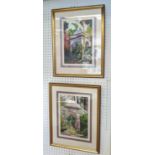 ADAM GREEN ' Tropical Gardens', gouache, signed, 28cm x 19cm, framed.