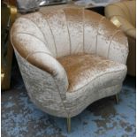 ARMCHAIRS, a pair, each 105cm W in crushed velvet. (2)