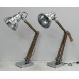 DESK LAMPS, a pair, 86cm at tallest, industrial design. (2)
