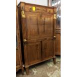 SECRETAIRE A ABATTANT, 88cm x 149cm H x 45cm, French Empire mahogany, parcel gilt and brass