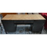 INDUSTRIAL STYLE DESK, 60cm D, 80cm H x 170cm W, metal with wooden top.