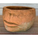 TERRACOTTA PLANTER, 59cm diam x 39cm H, vintage, human lip design.