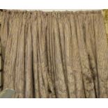 CURTAINS, a pair, one pair 210cm W gathered x 340cm drop, the other 120cm W gathered x 340cm drop,