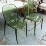 DINING CHAIRS, a set of four, 40cm W x 85cm H, translucent green. (4)