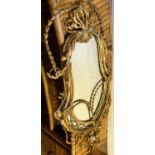 WALL MIRROR, 127cm H x 62cm, Victorian giltwood and gesso, circa 1850, with cartouche plate.