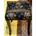 STOOLS, 49cm H x 39cm x 39cm, a set of four, ebonised in patterned black chenille. (4)