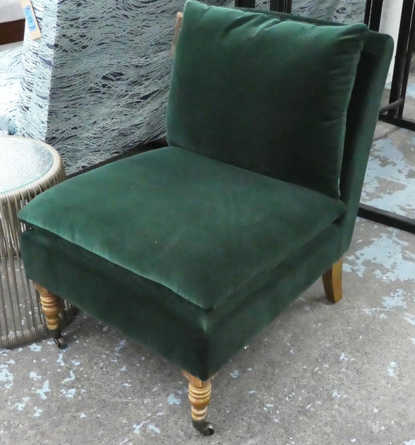 OKA SIDE CHAIR, 63cm x 84cm H, green velvet.