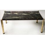 LOW TABLE BY XERTRON, rectangular marble on gilt metal tubular supports, 102cm w x 59cm D x 42cm H.