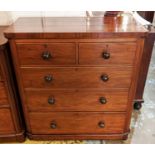 CHEST, 99cm x 46cm x 107cm H Victorian walnut of five drawers.