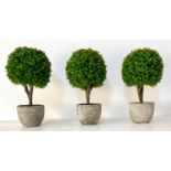 FAUX BOX PLANTS, a set of three, 38cm x 22cm, potted. (3)