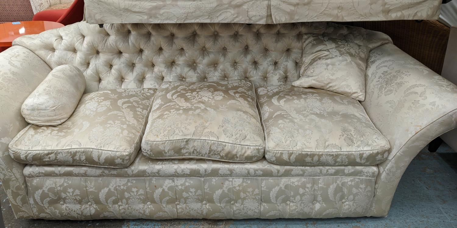 SOFA, buttoned back, 92cm D x 240cm w, traditionally sprung. - Image 2 of 6