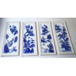 PORCELAIN PANELS, a set of four, Chinoiserie ceramic blue and white, 82cm x 30cm. (4)