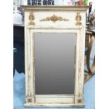 WALL MIRROR, 73cm W x 110cm H, French style distress painted with bevelled plate.