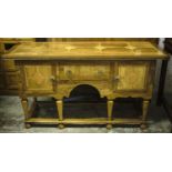 DRESSER BASE, 80cm H x 145cm W x 50cm D, 17th century style parquetry inlaid with a drawer flanked