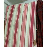 CURTAINS, a pair, each 102cm Wide gathered x 305cm Drop, striped, lined and interlined. (2)