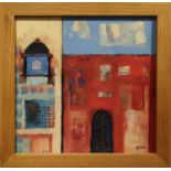 MARIA TRIBE 'Calico textile museum Ahmedabad', oil on board, signed, 22cm x 22cm, framed.