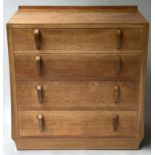 COTSWOLD CHEST, mid 20th century oak with four long drawers, 80cm x 86cm H c 42cm.