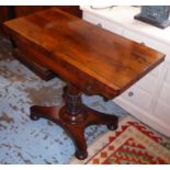 CARD TABLE, 91cm W x 74cm H x 46cm D William IV rosewood with a foldover top enclosing green baize.