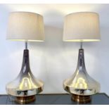 TABLE LAMPS, a pair, 78cm H, gilt glass bases, with shades. (2)