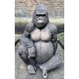 CONTEMPORARY SCHOOL STUDY OF A GORILLA, 115cm H, faux bronze.