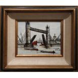 NOSSEN (20th Century), after Bernard Buffet 'Tower Bridge', oil on canvas, 19cm x 24cm, signed,