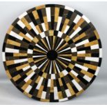 SPECIMEN MARBLE TOP, circular radiating design, 92cm D. (marble veneer on wood)