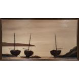 HORSEFIELD 'Boats at Rest', oil on board, singed, titled and dated 1977 verso, 40 x 77cms, framed.