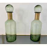 DECANTERS, a pair, 52cm H, Murano style glass. (2)