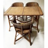 TERRACE TABLE AND CHAIRS, rectangular table 73cm H x 127cm W x 77cm D,vintage, two tone rattan and