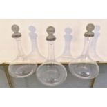 DECANTERS, a set of three, 31cm H, diamante detail. (3)