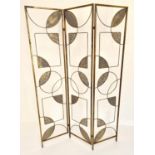 FLOOR SCREEN, 73cm x 40cm each panel, 1950's Italian style, three fold.