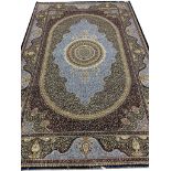 FINE PURE SILK QUM DESIGN CARPET, 300cm x 200cm.