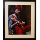 DAVID BOWIE AS ZIGGY STARDUST ON DUTCH TELEVISION, playing a red fender guitar, 45cm x 35cm,