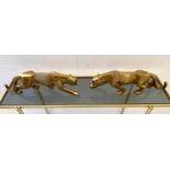 SCULPTURAL JAGUARS, a pair, 46cm L. (2)