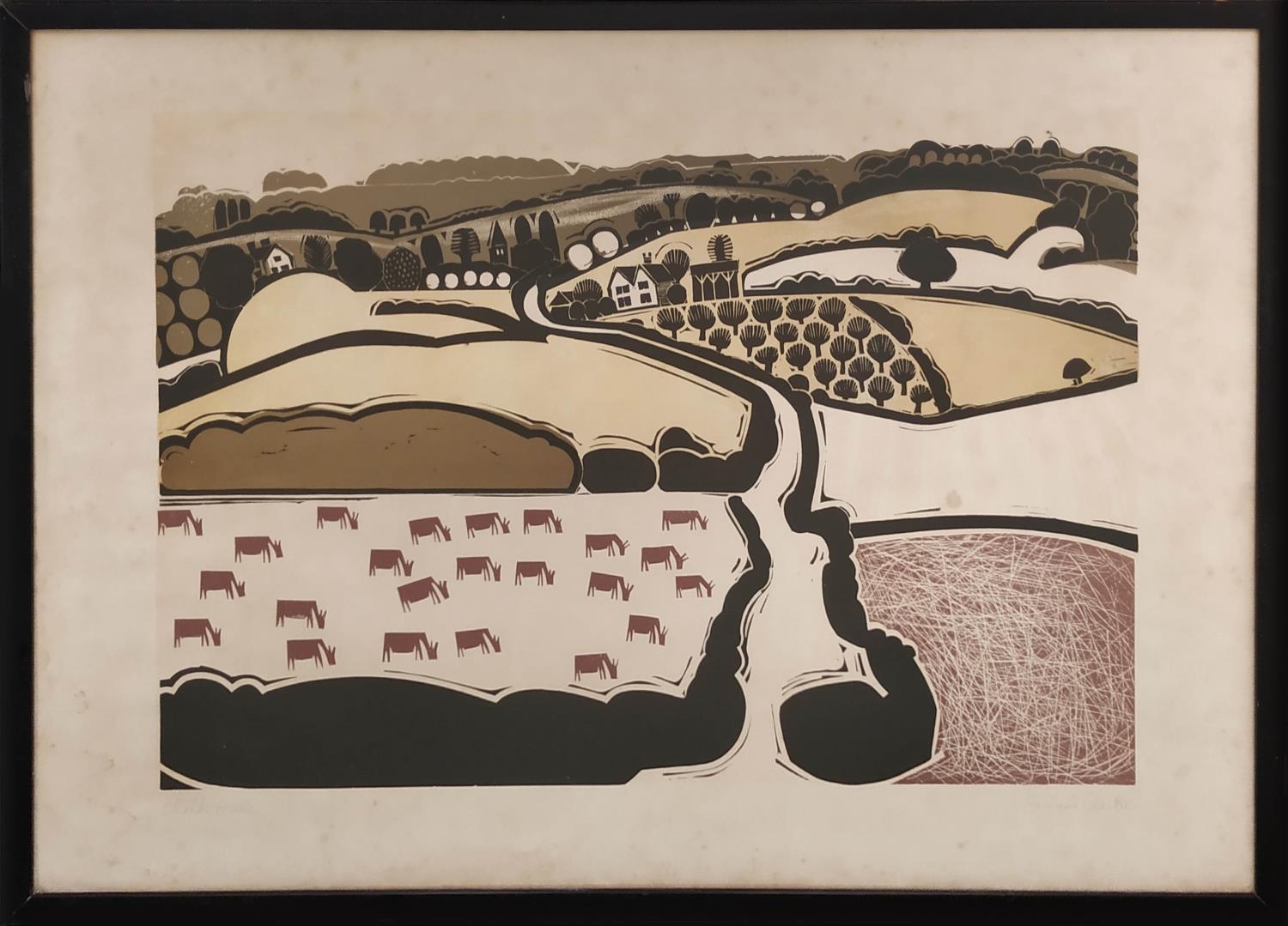 GRAHAM CLARKE (b.1941) 'Chalk Hills', circa 1966, colour block on paper, signed and titled, 43cm x