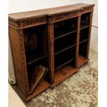 BREAKFRONT BOOKCASE, 155cm x 37cm x 120cm H, late Victorian oak, adjustable shelves.
