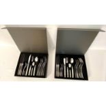 CUTLERY SETS, a pair, 32cm x 27cm x 6cm, boxed, each 16 piece. (2)