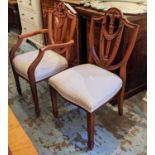 DINING CHAIRS, a set of six, Georgian style including two carvers each 59cm W carved with prince