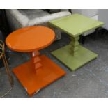 SIDE TABLES, a set of two, 67cm H, contemporary design, two differing colours. (2)