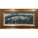 GIDEON ISAKSON (1911-1980) 'Village in Tenerife', oil on canvas, signed indistinctly, 18 x 49cms,