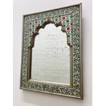 WALL MIRROR, Indian enamel and metal framed, 45cm x 35cm, together with a Damascus brass inlaid wall