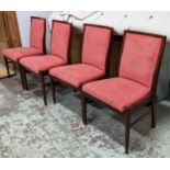 DINING CHAIRS, a set of four, 59cm W, Danish rosewood, with salmon pink upholstery. (4)