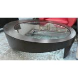 LOW TABLE, contemporary with glass insert, 150cm x 92cm x 41cm.