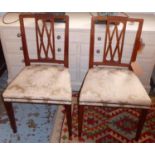 DINING CHAIRS, 51cm W x 90cm H a set of eight, George III style rosewood with damask upholstery. (8)