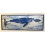 CONTEMPORARY SCHOOL STUDY OF A WHALE, 44cm x 120cm, framed.