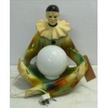 PIERROT CLOWN TABLE LAMP, 45cm H, 20th century ceramic.