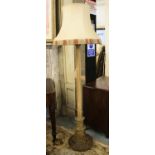 STANDARD LAMP, 180cm H including shade, decorative carved base.